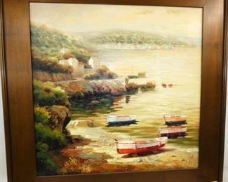 VIEW 2 CLOSEUP BOATS OIL ON CANVAS