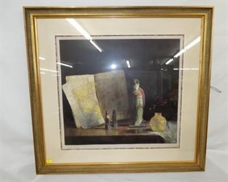 SIGNED PUSHMAN? ORIENTAL FIGURE 25X24