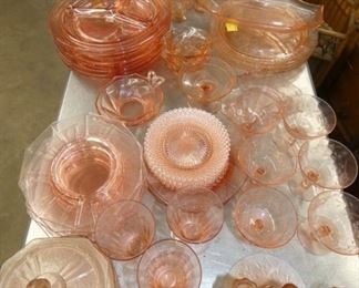 SEV. PCS. PINK DEPRESSION GLASS