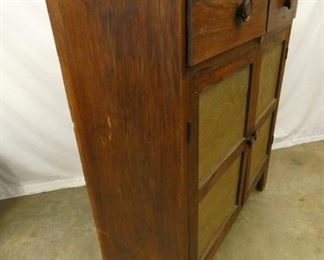 VIEW 4 SIDE VIEW 1800'S PIE SAFE