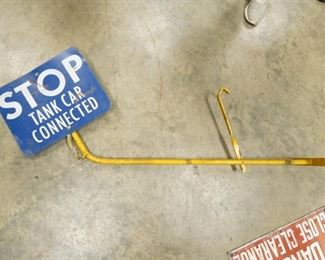 STOP TANK CAR CONNECTED SIGN W/ BRACKET