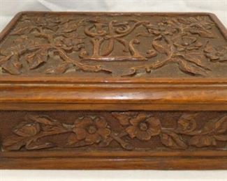 EARLY CARVED DOCUMENT BOX