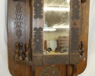 ORNATE EARLY WALL CABINET W/ MIRROR