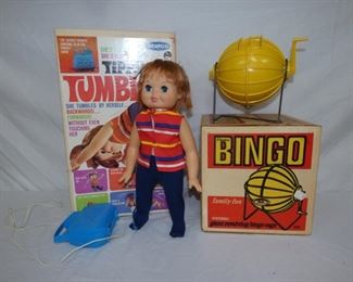 TUMBLE DOLL, BINGO W/ ORIG. BOXES