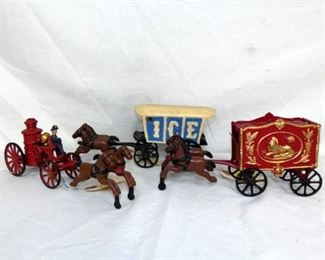 CAST HORSE W/ CARTS TOYS