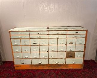 Blue/ green edged in orange Apothecary