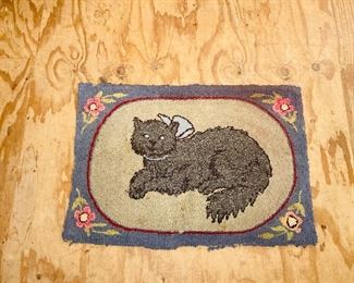Cat hooked rug