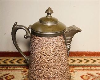 Pewter and enamel coffee pot