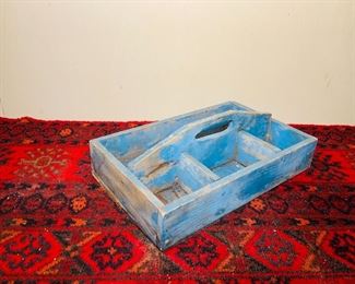 Blue over natural finish tote