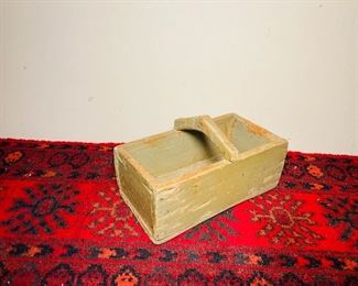 Green over wood Divided tote