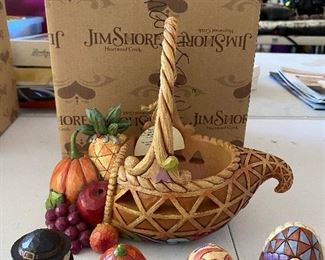 Jim Shore Thanksgiving Basket w/Box and Other Decor
