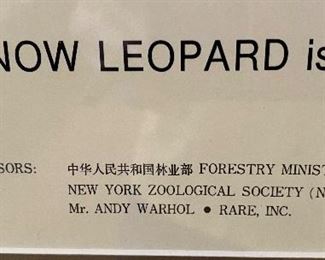 Andy Warhol Sponsored Snow Leopard Extinction Poster