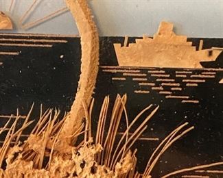 Vintage Chinese Carved Cork Diorama