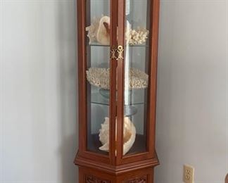 Hand carved display cabinet - large shells & natural coral
