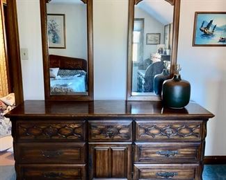 1960's triple dresser with 2 mirrors