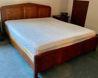 Custom made hand carved California King bed