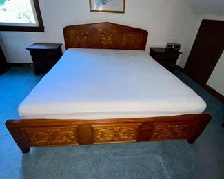 Custom made hand carved California King bed