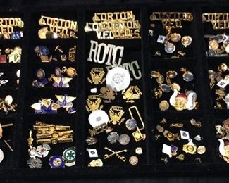LARGE COLLECTION ASSORTED PINS, MASONIC, SERVICE PINS