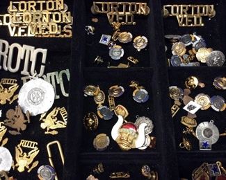 LARGE COLLECTION ASSORTED PINS, MASONIC, SERVICE PINS