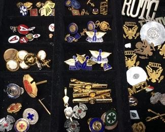 LARGE COLLECTION ASSORTED PINS, MASONIC, SERVICE PINS