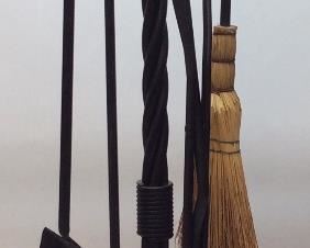 WROUGHT IRON FIREPLACE SET, 30in H