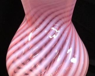 FENTON CANDY STRIPE SWIRL VASE, 9 1/2in