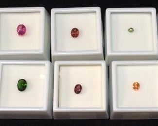  10 STONE LOTS, SEMI PRECIOUS STONES,
GREEN TOURMALINE, PINK SAPPHIRE, RED LABRADORITE, CHROME DIOPSIDE, CHERRY OPAL, GARNET,