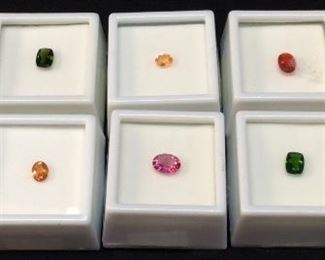 10 STONE LOTS, SEMI PRECIOUS STONES,
GREEN TOURMALINE, PINK SAPPHIRE, RED LABRADORITE, CHROME DIOPSIDE, CHERRY OPAL, GARNET,