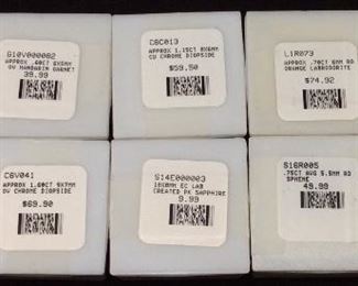 10 STONE LOTS, SEMI PRECIOUS STONES,
GREEN TOURMALINE, PINK SAPPHIRE, RED LABRADORITE, CHROME DIOPSIDE, CHERRY OPAL, GARNET,