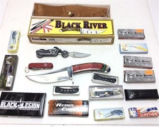 ASSORTED KNIVES. BLACK RIVER CAMPING BOWIE KNIFE