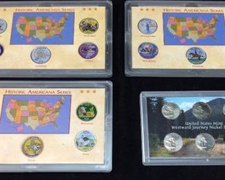 4 PACKS, COLORED QUARTERS, WESTWARD JOURNEY NICKEL SET