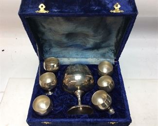 COPPER/SILVERPLATE 7 PIECE DRINK SET