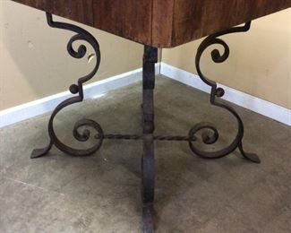 ANTIQUE BUTCHER BLOCK ON CAST IRON STAND EST. 500LB
