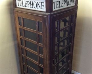 VINTAGE WOOD w GLASS PANELS ENGLISH TELEPHONE BOOTH