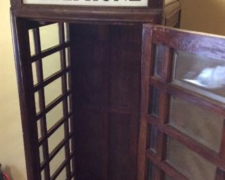 VINTAGE WOOD w GLASS PANELS ENGLISH TELEPHONE BOOTH