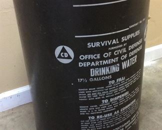 VTG. CIVIL DEFENSE DRINKING WATER BARREL, EMPTY
