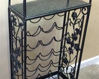 WROUGHT IRON/MARBLE 24 BOTTLE WINE RACK