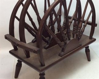 MID CENTURY WHEEL MAGAZINE RACK