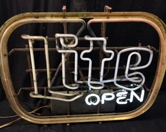 LIGHT BEER NEON SIGN, PARTIALLY LIGHTS