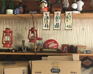 VINTAGE OIL LANTERNS, MILK HOBNAIL GLASS, VINTAGE ADVERTISING