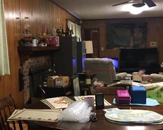 OIL LAMPS, ARTWORK, ARM CHAIRS, 