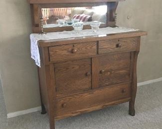 MID CENTURY TIGER OAK DRY SINK VANITY