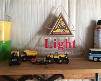 B;ATZ BEER SIGN, TONKA TOYS