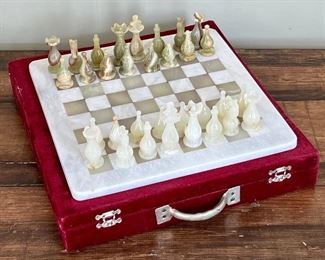 Marble Chess Set with Storage Box