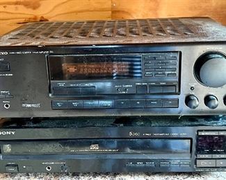 Onkyo Receiver (top)                                                                                                               Sony 5 Disc CD Player (bottom)