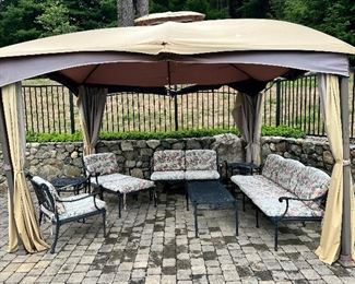 Hanamint Cast Aluminum Patio Set (sofa, 2 side tables, love seat, coffee table, 2 armchairs & 1 ottoman)                       