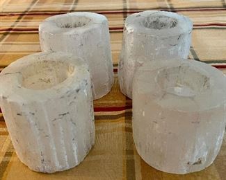 (4) Selenite Votive Holders