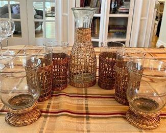 Sea Grass Carafe, Glasses & Hurricanes