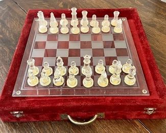 Glass Chess Set with Case