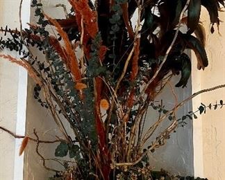 Faux Floral Arrangement in Cast Iron Urn